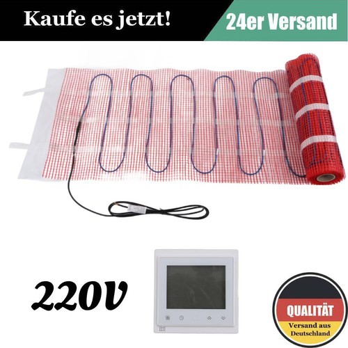 Fussbodenheizung 450 Watt Heizmatte elektrische Bodenheizung 3m² WiFi DE HOT