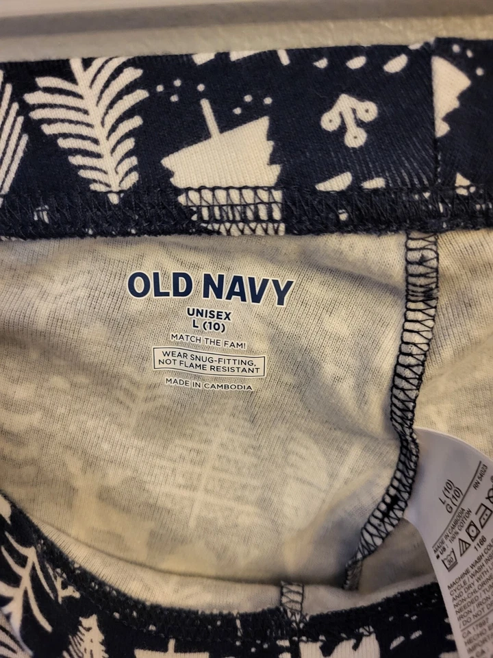 Pijama Old Navy infantil tamanho 10 azul tema de Natal algodão sem etiqueta manga comprida - Imagem 4 de 4
