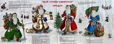 Vintage Olde Father Christmas Fabric Panel Appliques  VIP Joan Messmore 4 Santas