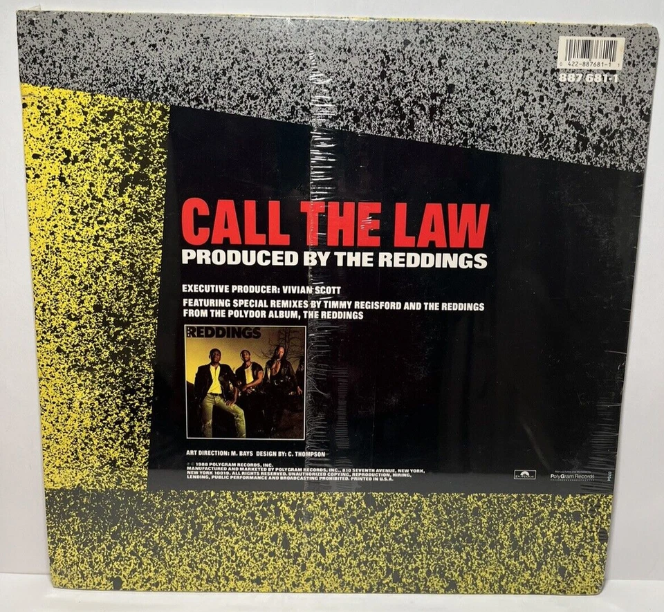 THE REDDINGS * CALL THE LAW * VINYL 1988 POLYGRAM 12" Record - Image 2 of 2