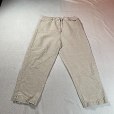 Talbots Pants Womens 14 White Irish Linen Blend Lightweight Stretch Cuffed 30x25