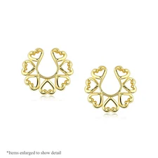 Nipple Rings Vintage Hearts 14 Karat Gold Plated Clip On Pair