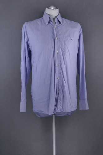 Lacoste Herren Freizeithemd Hemd M KW39 blau gestreift Langarm Button-Down B1729