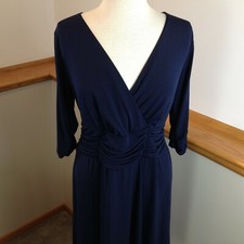 NWT NY COLLECTION Cross-Front 3/4 Sleeve Navy Blue Sheath Dress Women's Size 1XP