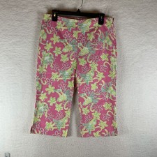 VTG Lilly Pulitzer Pants Women's 6 Pink Floral Mid-Rise Capri Straight Leg 8624