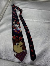 Looney Tunes Mania Neck Tie Taz Bugs Bunny Hearts Love Daffy Tweety Vintage