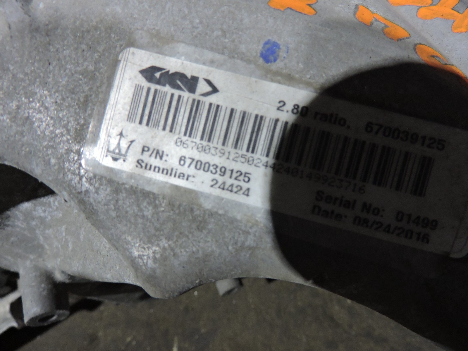 2014-17 MASERATI GHIBLI REAR DIFFERENTIAL CARRIER 42K MILES 670039125