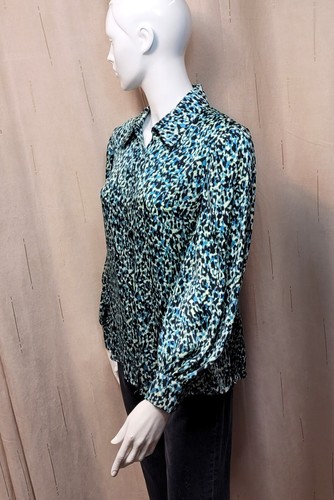 Camicia/camicetta M&S AUTOGRAPH manica blusa raso ~ taglia 20 ~ mix BLU - Foto 5 di 9