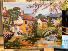 Оригинальная картина Уголок Старой Европы Городской пейзаж Холст Коллекционный а