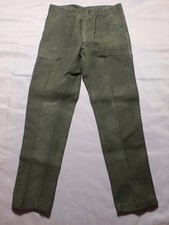 Vintage 1970s OG-107 Button Fly Cotton Sateen Fatigue Pants Tag Size 32 X 31
