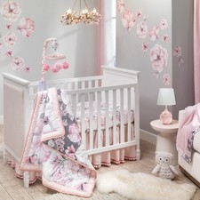 Lambs  Ivy Signature Botanical Baby Watercolor Floral 4-Piece Crib Bedding Set