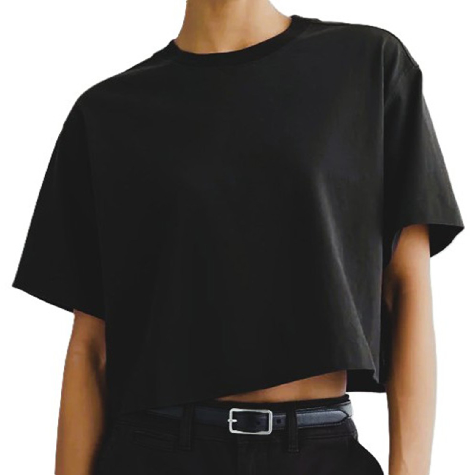 Everlane The Premium Weight Cropped Tee in Black Size Medium NWT
