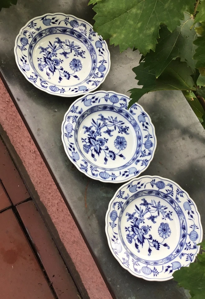 Meissen Porzellan 3 x tiefe Teller  D 20cm Krummschwerter 1825-1924 T2 - Bild 2 von 4