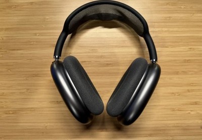 Black AirPod maxes open box comes with a receipt