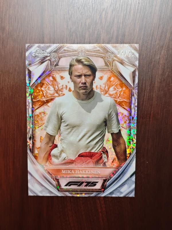 2025 Topps Chrome F1 Mika Hakkinen Diamond 75th Anniversary Orange 02/25 SP