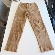 Vintage Tan Suede Leather Pants High Waisted Straight Leg Western Boho Brown 29