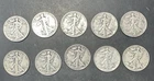 Lot of 10 Old Circulated U.S Liberty Walking 90% Silver Half Dollar Coins L#C32
