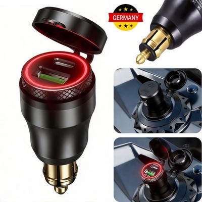 Auto Dual USB Ladegerät Hella Din Stecker Buchse Adapter Für-Motorrad 12V-24V