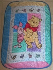 Damaged Winnie The Pooh Piglet Plush Fleece Baby Blanket Vintage Pastel 28x40 Po