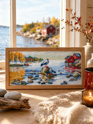 RIOLIS Counted Cross Stitch Kit 2328 By the Lake, Geschenk für Kabinendekoration