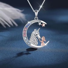 Magical Unicorn Crystal Pendant Necklace Year Round Wearable Jewelry For Girls
