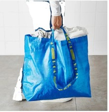 Medium Size IKEA Frakta Shopping Bag Blue ReusableDurableGroceryLaund 10Gal 2PC