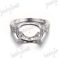 Srebro szterlingowe 925 owalne cięcie 9x13mm / 10x14mm półuchwyty nowe, vintage drobny pierścionek