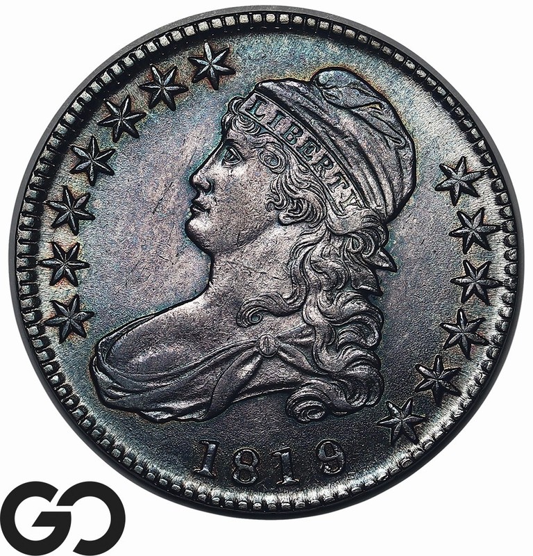 1819 Capped Bust Half Dollar *Beautiful & Rare* Choice BU++/Near Gem, STUNNER!