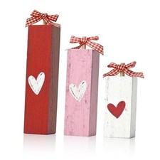 Smile Valentine's Day Wooden Block Decor Set of 3 Heart - Themed Valentine Mix