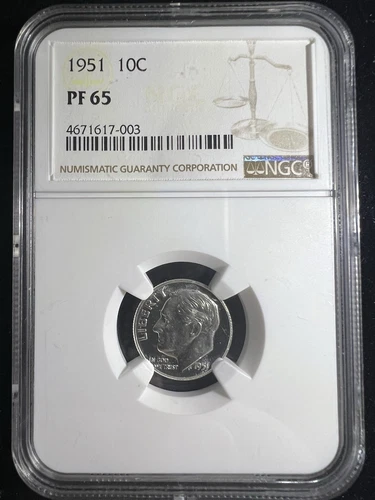 1951 Proof 10c Roosevelt Dime NGC PF65