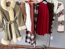 VTG 1960's70's Clothing lot Coat Suede Fringe Wide Leg Pant Tops read below