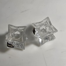 Vintage Crystal Candleholders 24% Lead Crystal Mini Star Spike Made in USA
