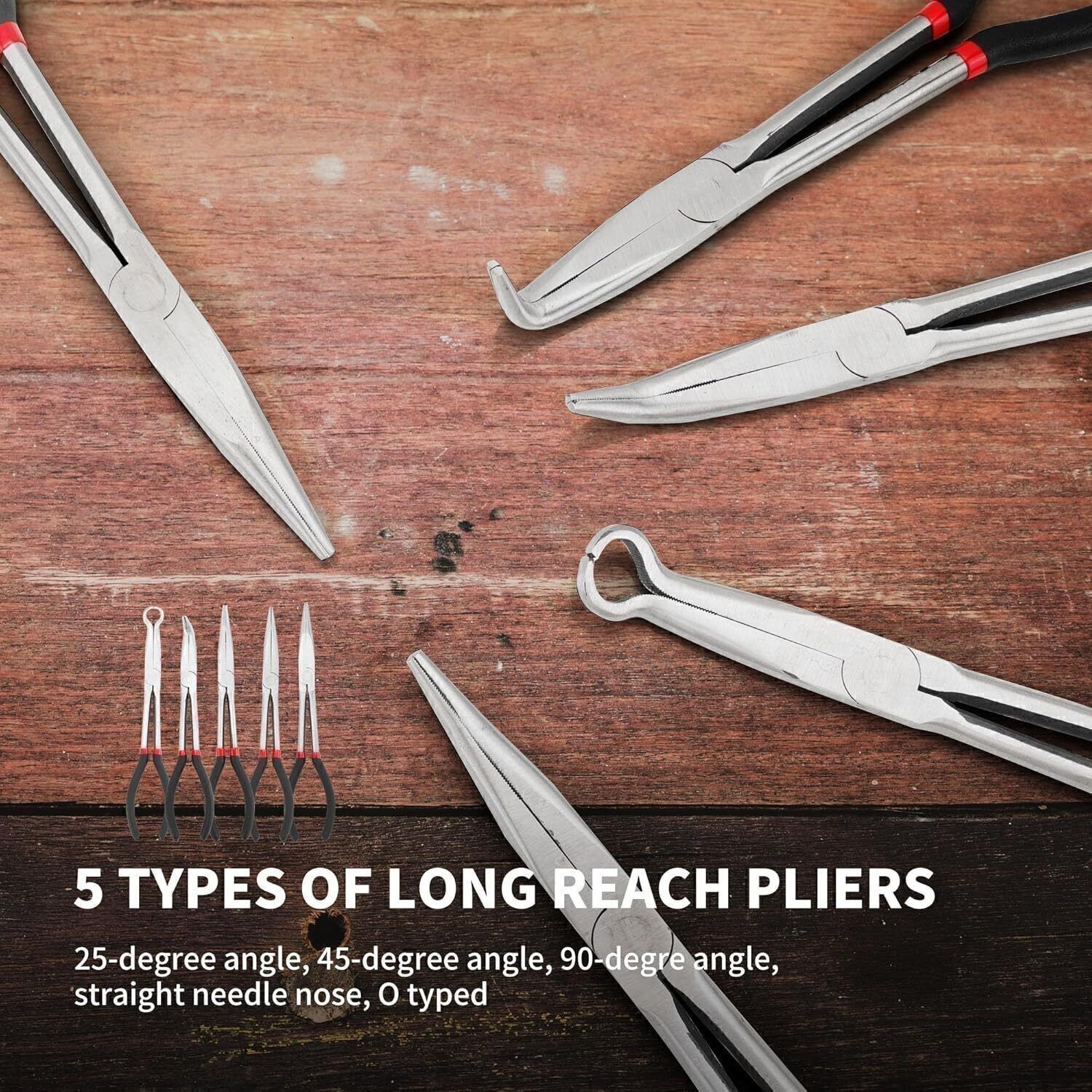 5pc 11" Long Needle Nose Pliers Set Extended Reach Tools with Pouch US stock
