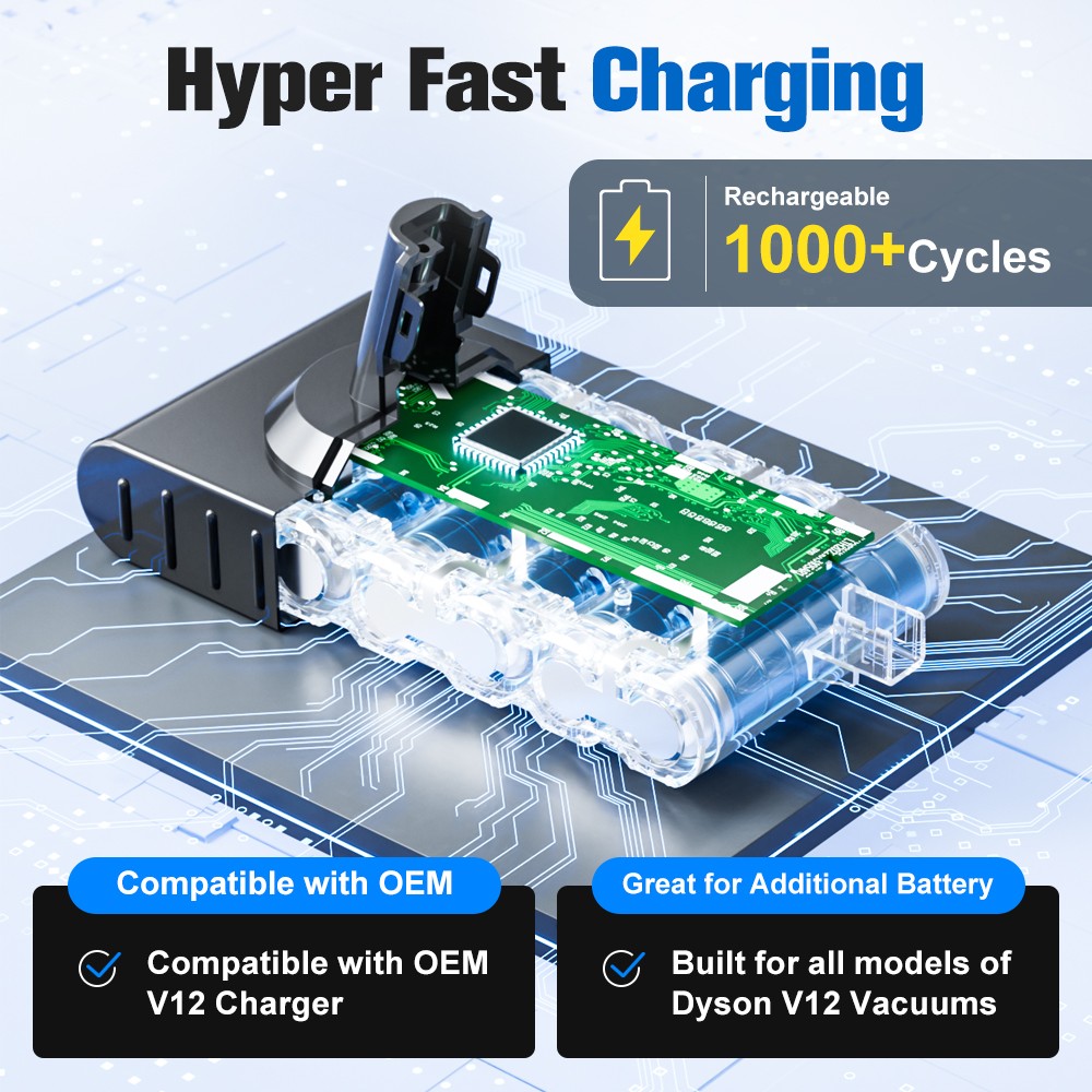 6/9 AH For Dyson V12 Detect Slim Absoulte Fluffy Battery