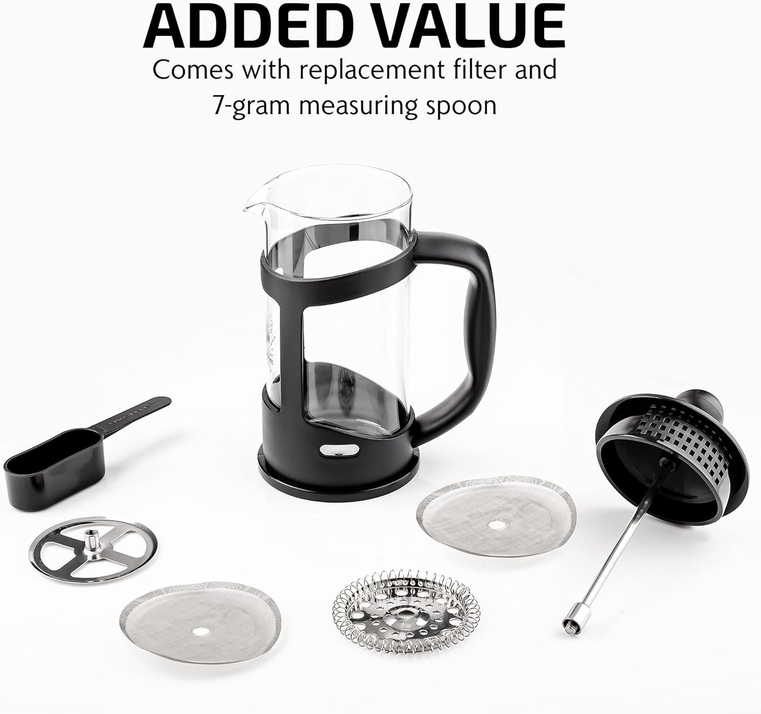12 Ounce French Press Coffee, Tea and Espresso Maker, Heat Resistant Borosilicat
