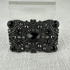Black Rectangle Shape Western Style Belt Buckle - Studded Interchangeable Buckle