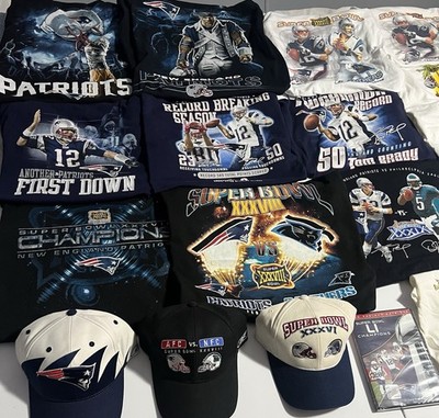 New England Patriots Vintage Tee Lot XL Reebok Super Bowl Brady NWT Hats DVD   