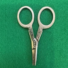 Vintage Silver Tone Sewing Scissors Small Decorative Made in USA