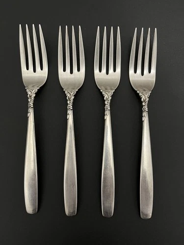 Lunt Sterling Silver STARFIRE SALAD FORKS (Set 4)  6  5/8" Inches, 156 Grams
