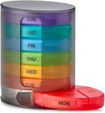Stackable Pill Box Organizer 7 Day 4-Times A Day Weekly Medicine Dispenser