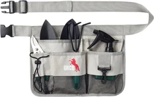 - Adjustable Gardening Belt, Light Gray, 7 Pockets, Wear Resistant, Cut Resistan
