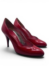Vintage Charles Jourdan Paris Red Patent Leather Pumps Heels Pointed Toe 6.5 B