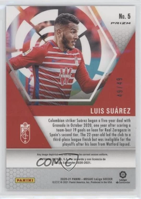 2020-21 Panini Mosaic La Liga Purple Mosaic Prizm /49 Luis Suarez #5 - Image 2 of 2