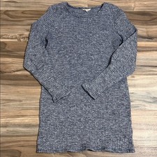 Madewell Ribbed Bubble-Sleeve Sweater Dress Women’s XL Gray Marled Knit Stretch