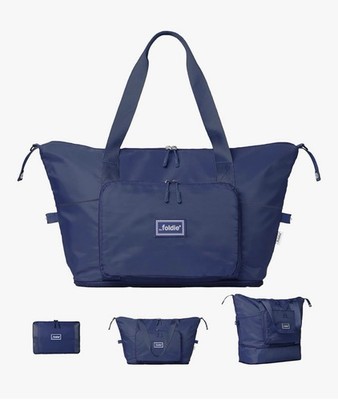 The Foldie  4.0 Travel Duffle - Water Resistant - Expandable Bottom - Navy Blue
