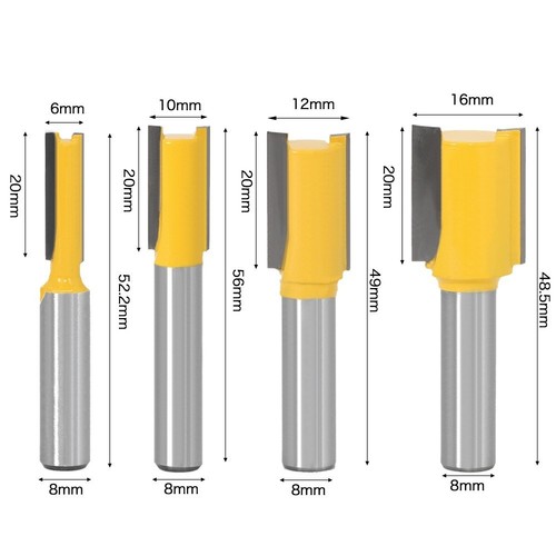5er Set Bullnose Fräser 8mm Schaft - C3 Hartmetall Für Holz
