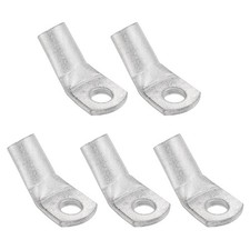 3 AWG - 3/16" 45 Degree Bent Copper Wire Lugs  Silver, 5Pcs 