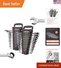 26-Piece SAE  Metric Ratcheting Wrench Set with Rack Organizer for Fast Repairs