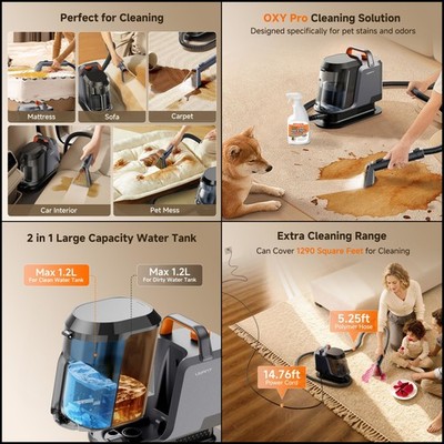 UWANT Portable Carpet Cleaner 18Kpa Deep Cleaning Machine For Pet Rug Couch