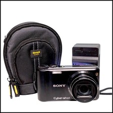 Sony Cyber-shot DSC-H55 14.1MP Digital Camera Black Battery Charger 16GB SD Card